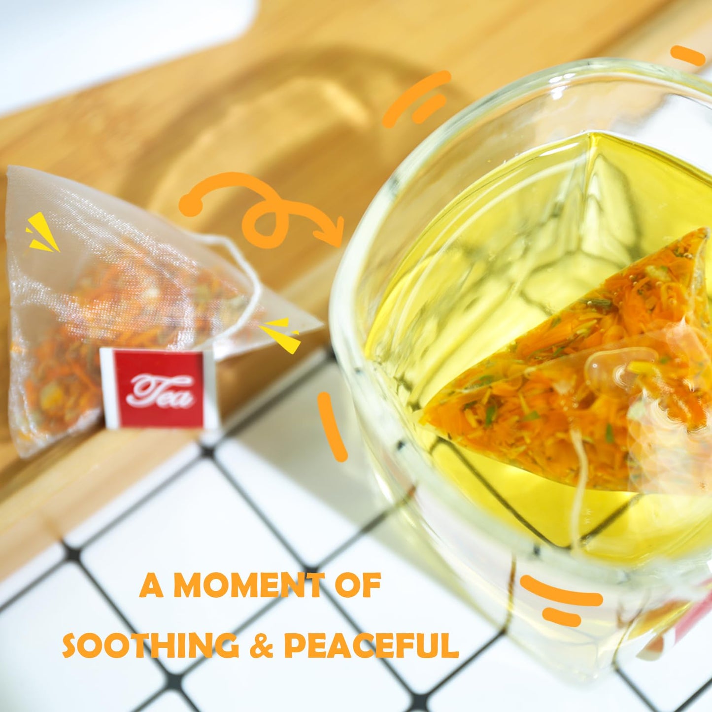 TEARELAE Premium Calendula Flowers Tea Bags - Natural, Caffeine-Free, 1.5g x 40 Count, Non-GMO, Digestion Support