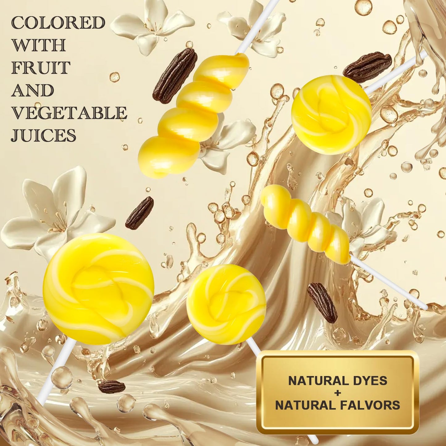 ZOFIA SWEET 32 Pack Lollipops, Yellow & White Twisty Swirl, Individually Wrapped, Vanilla Flavor, Bulk Party Favors, Model HLWQYT-N-YW