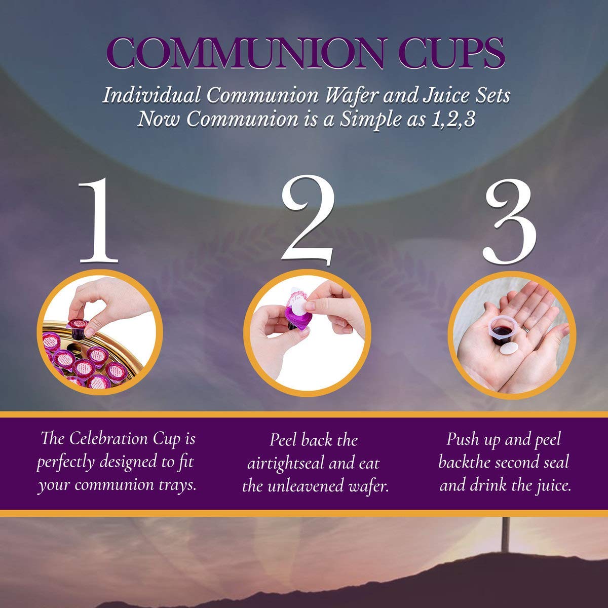 Celebration Cup, Grape Juice And Wafer Communion Cups Set With A 30-Day Devotional, Pack Of 30