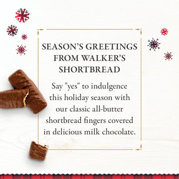 Walkers Milk Chocolate Coated Shortbread Fingers - 8-Count Christmas Cookie Box -Authentic Shortbread Cookies from Scotland
