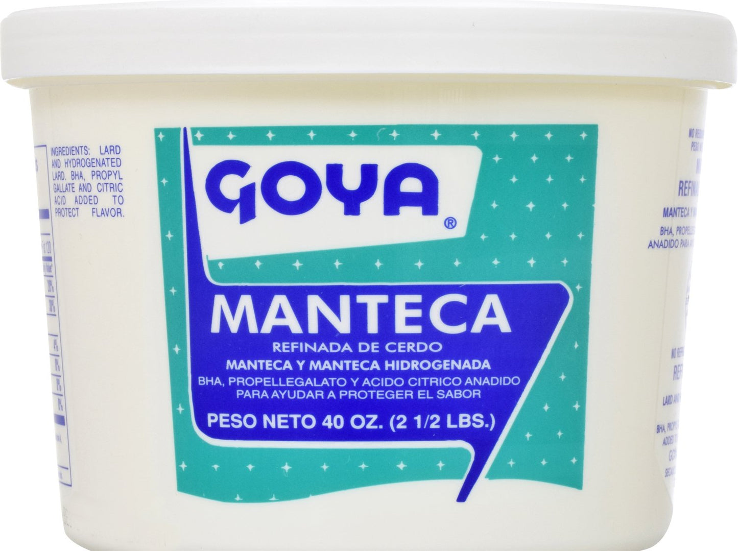 Goya Manteca Refined Lard, 2.5 Pound