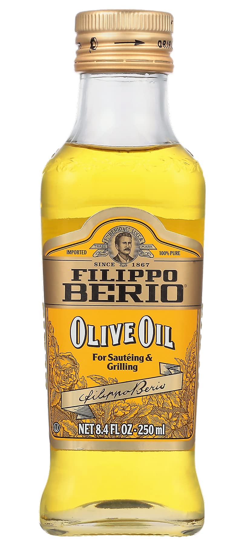 Filippo Berio Pure Olive Oil, 8.4 Ounce Glass Bottle