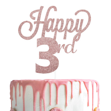 Lingteer Happy 3Rd Birthday Cake Topper - Cheers To 3Rd Birthday Three Years Old Birthday Party Decorations Gift Sign.