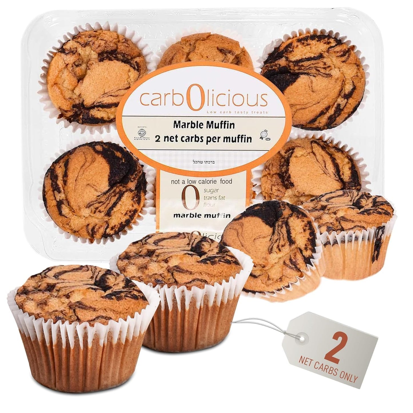 Low Carb Marble Muffins 24 Pcs (4-Pack) By Carb-O-Licious - Delicious Keto Mini Muffins With Only 2 Net Carbs  9G Protein - Sugar Free Cupcake Style Healthy Snack Made  Almond Flour  Low-Carb Treat