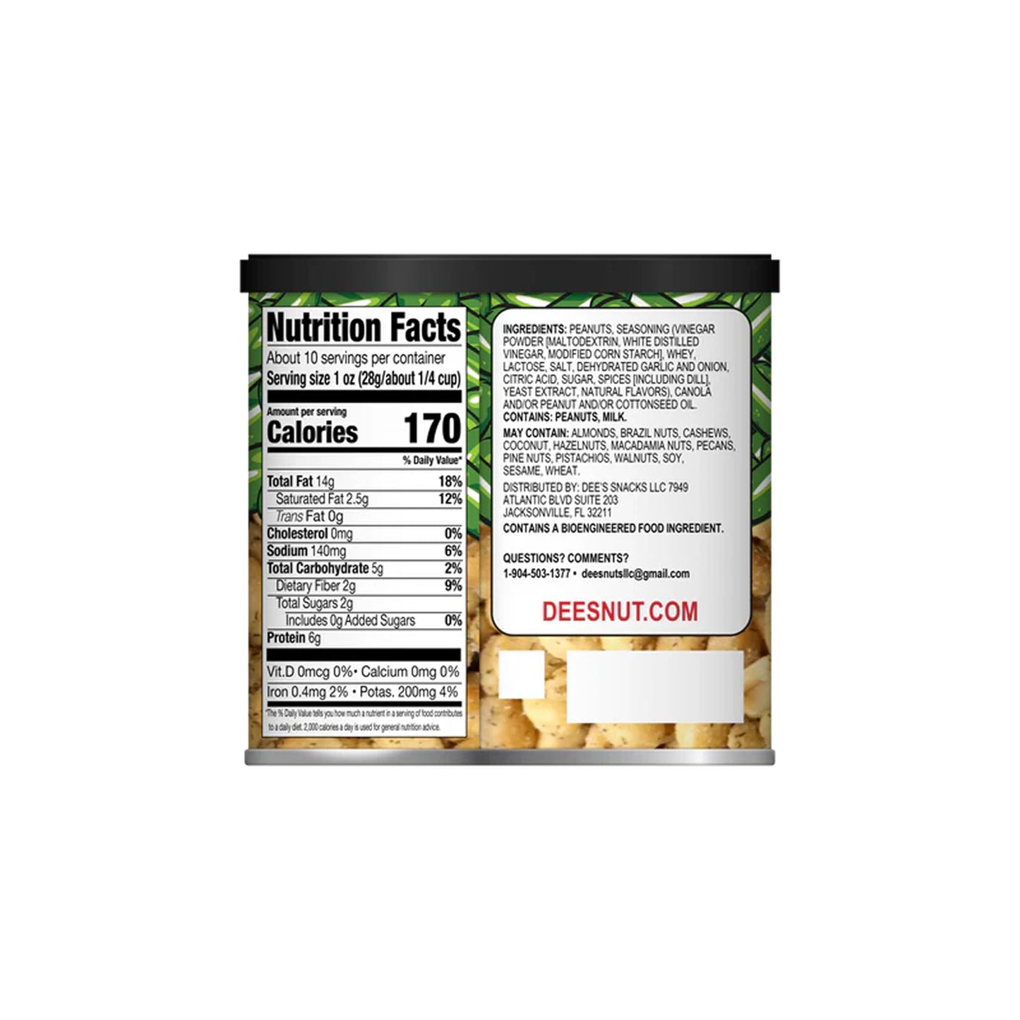 Dees Nuts Dill Pickle Peanuts – Crunchy Gourmet Snack, 10 Ounce, High-Protein, Keto-Friendly