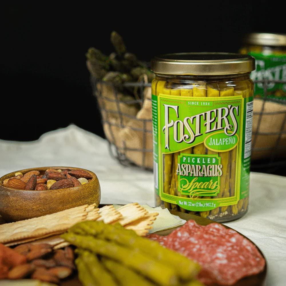 Foster'S Pickled Asparagus- Jalapeno- 32Oz (2 Pack)- Pickled Asparagus Spears In A Jar- Traditional Recipe- Gluten Free- Fat Fre