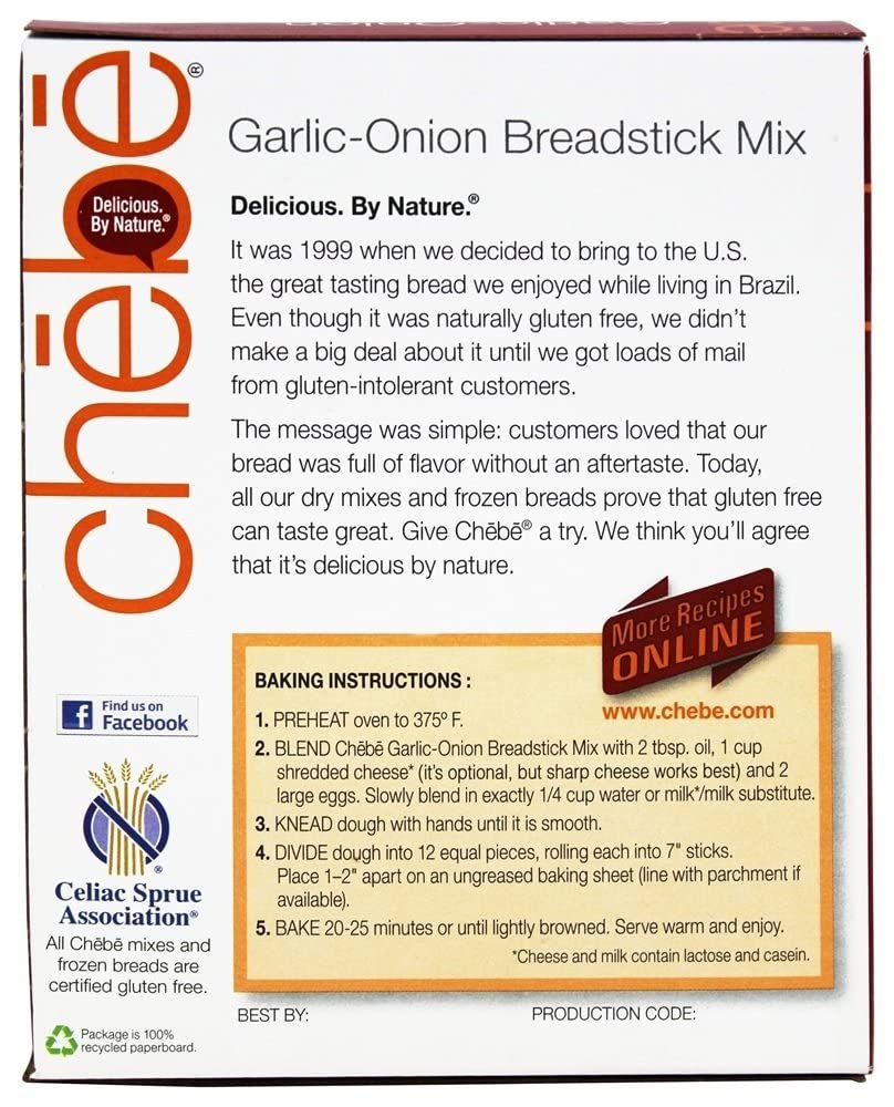 Chebe Bread Sticks Mix, Garlic & Onion, Gluten Free, 7.5-Ounce Bags (Pack Of 8)