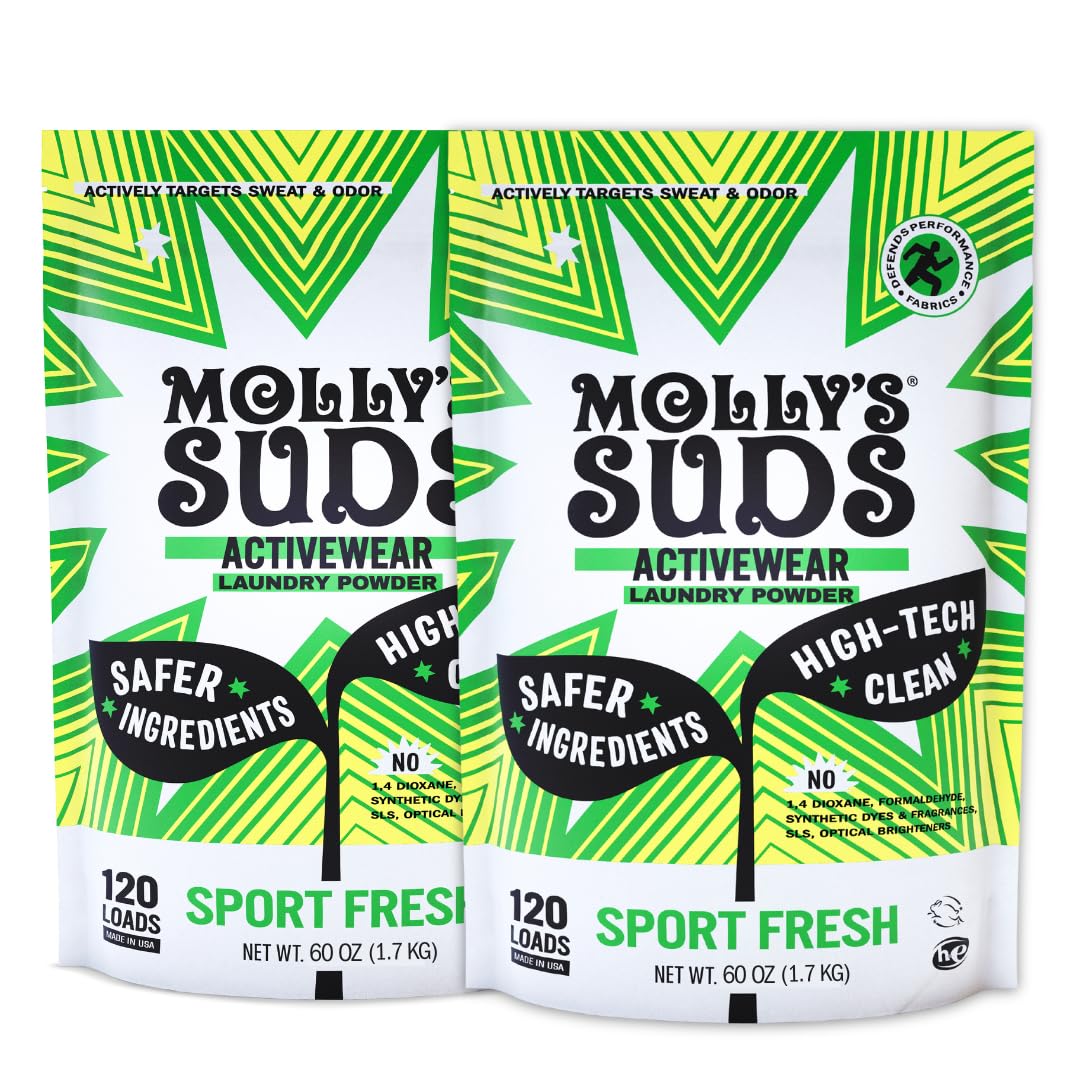 Molly'S Suds Active Wear Laundry Detergent | Natural Extra Strength Laundry Powder, Stain Fighting & Safe For Performance Fabric