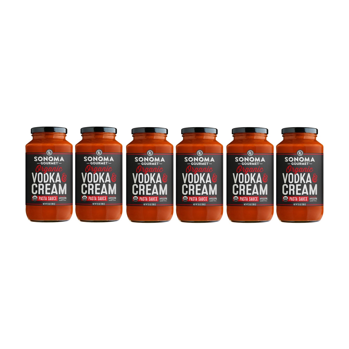 Sonoma Gourmet Flavor Blend & Cream Pasta Sauce | Usda Organic  Non-Gmo  No Sugar Added | Made With Fresh Ingredients | 25 Ounce Jars (Pack Of 6)