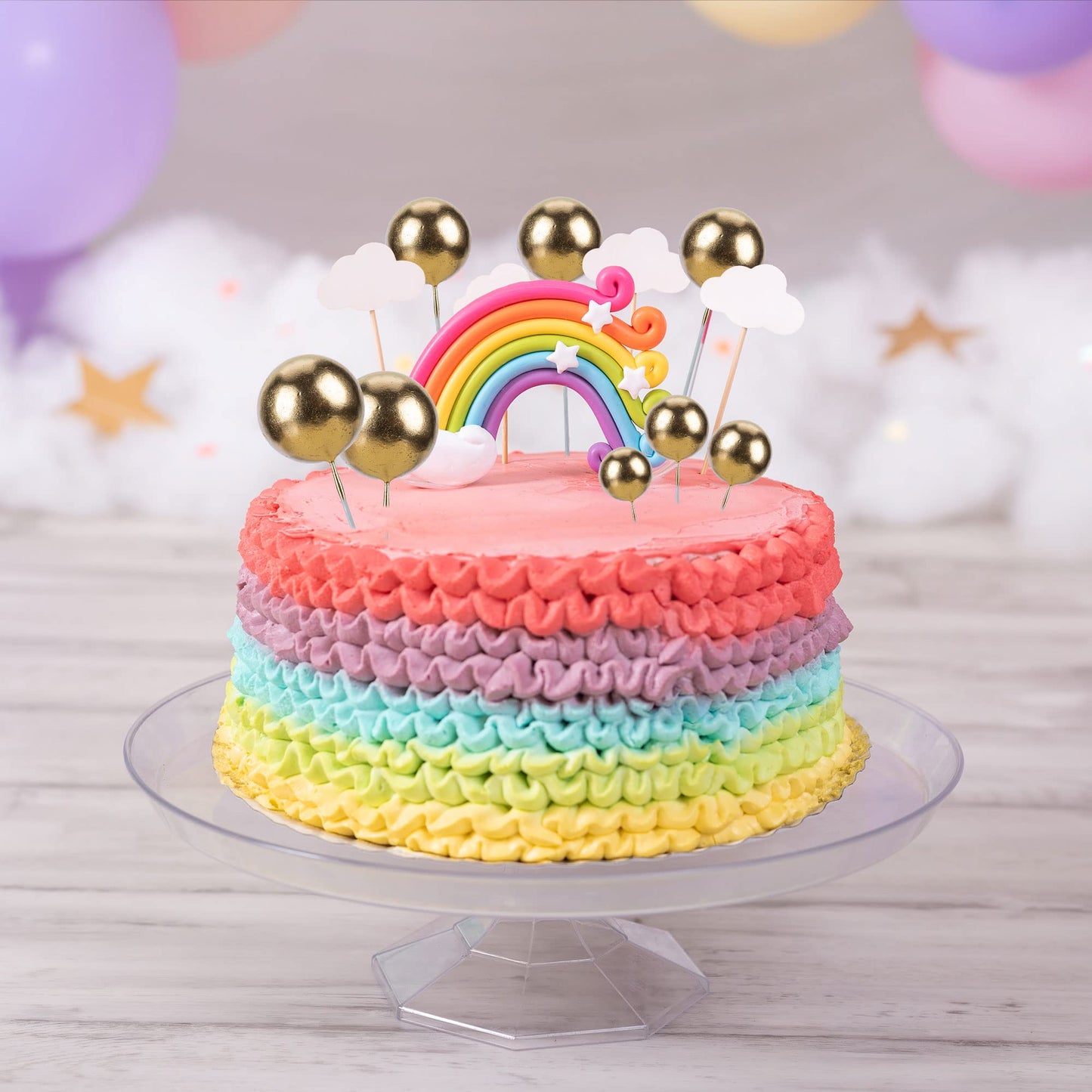 Gyufise 30Pcs Mini Balloon Cake Topper Gold Foam Ball Cake Picks Cupcake Faux Pearl Balls Diy Cake Insert Topper Decoration For