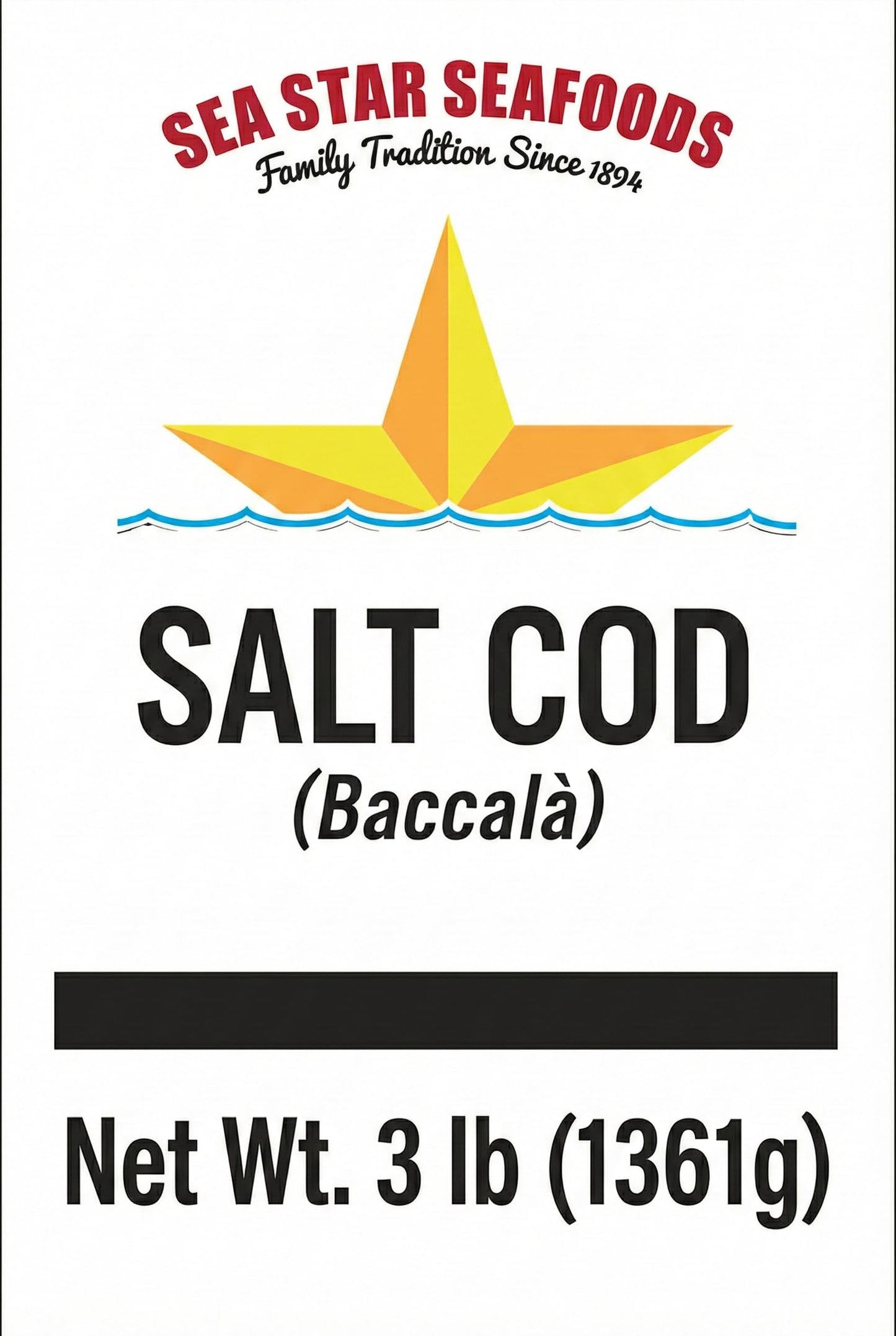 Baccala Prime Cod Fillets - (Portuguese Cured) Wild Caught - North Atlantic 3 Lbs