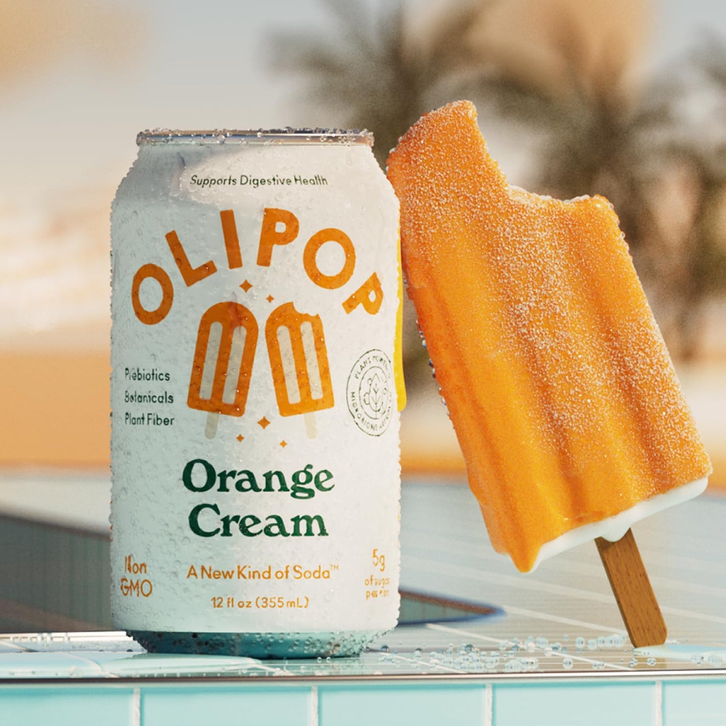 OLIPOP Prebiotic Soda Pop  Orange Cream  A New Kind of Soda Packed with Prebiotics  Fiber  and Botanicals  Gluten Free  Vegan  GMO Free  12oz (12-Cans)
