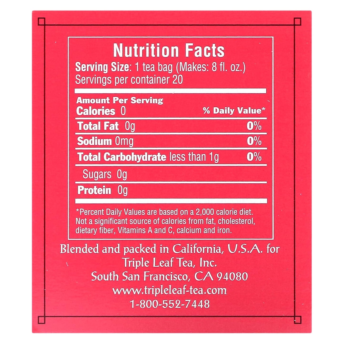 Triple Leaf Tea Rose Black Tea, 20 Tea Bags, 1.06 oz (30 g)