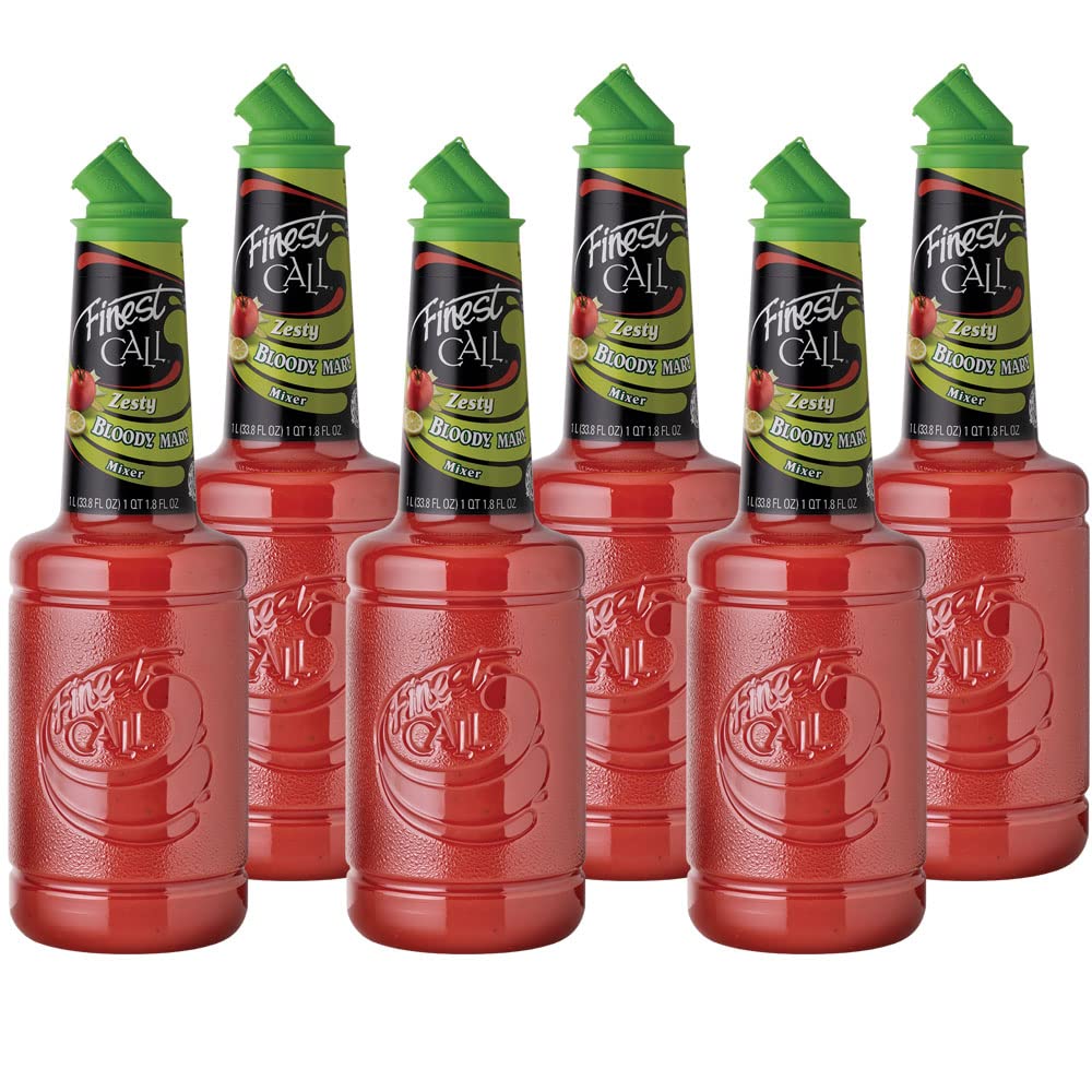 Finest Call Premium Zesty Bloody Mary Drink Mix, 1 Liter Bottle, Pack of 6