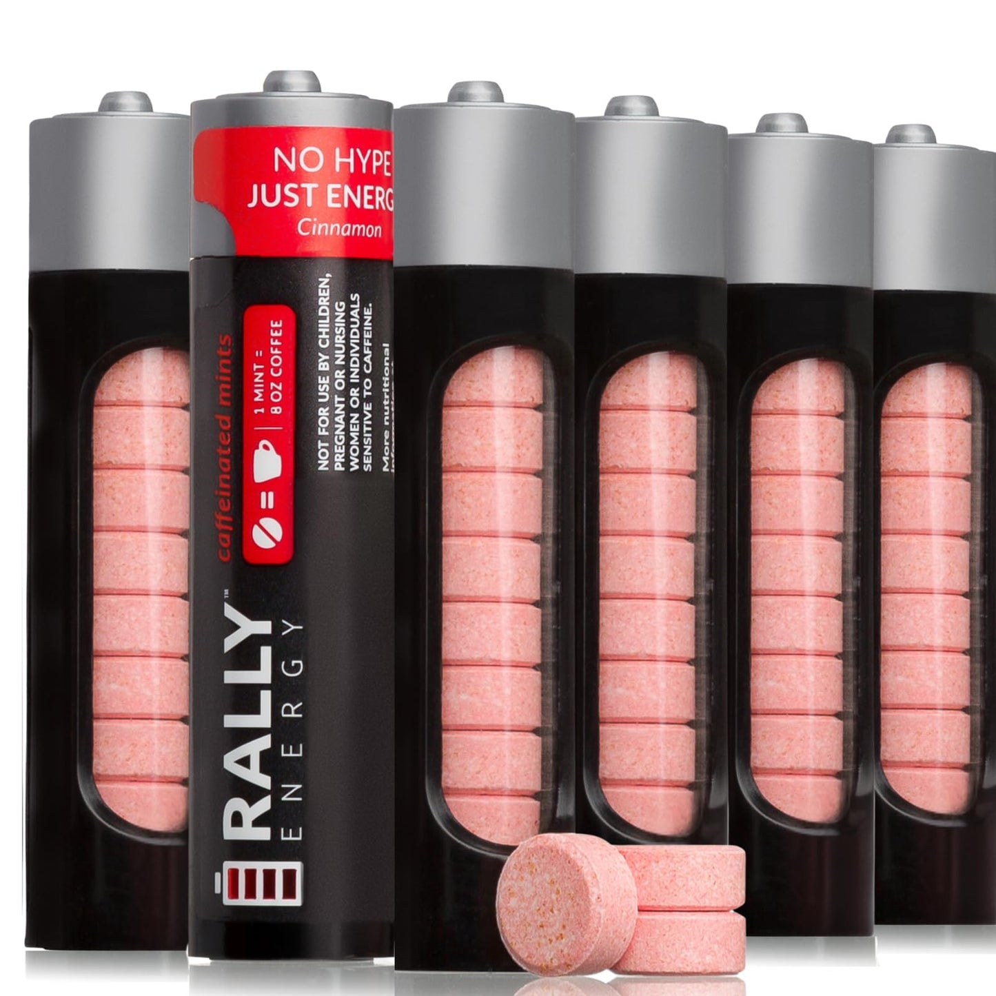 Rally Energy Caffeine Mints, 60mg Caffeine, Cinnamon Flavor, 10 Count (Pack of 6)