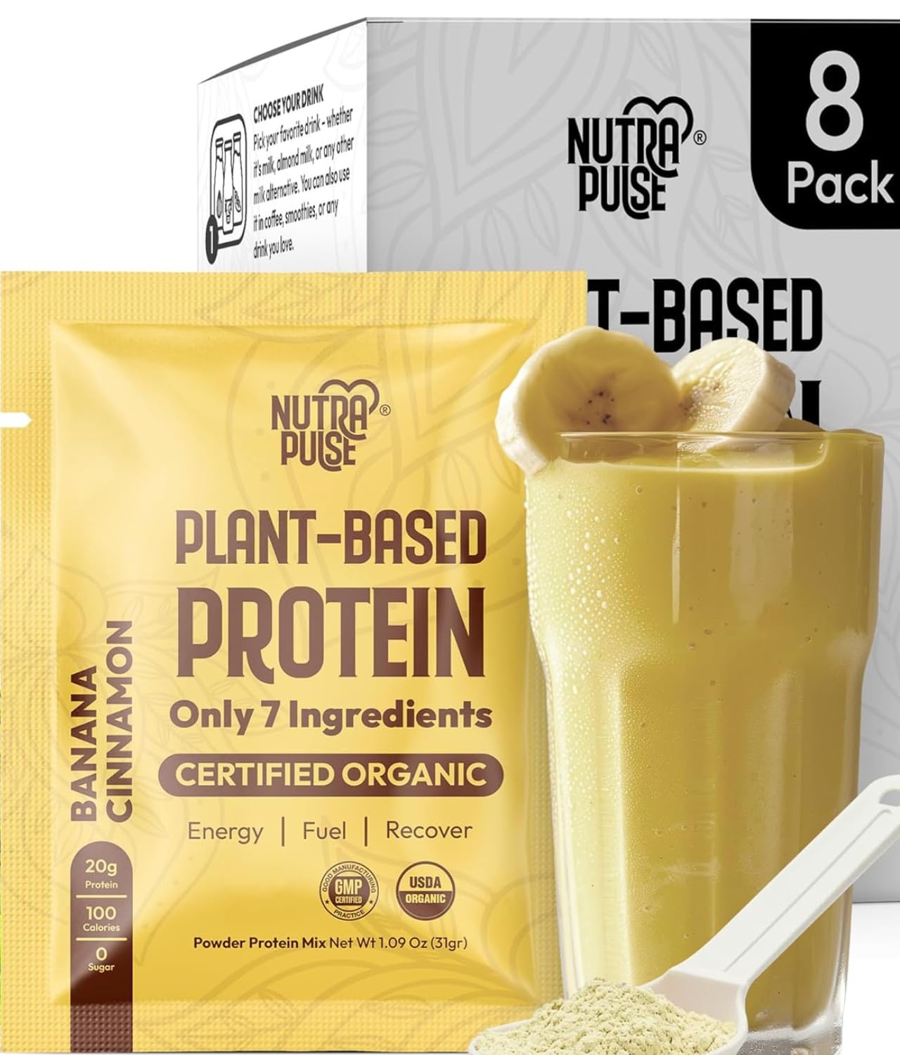 Plant-Based Vegan Protein Powder Sample Pack - Organic, Gluten-Free, Non-GMO, 20g Protein Per Serving, Plant Based Protein Powde