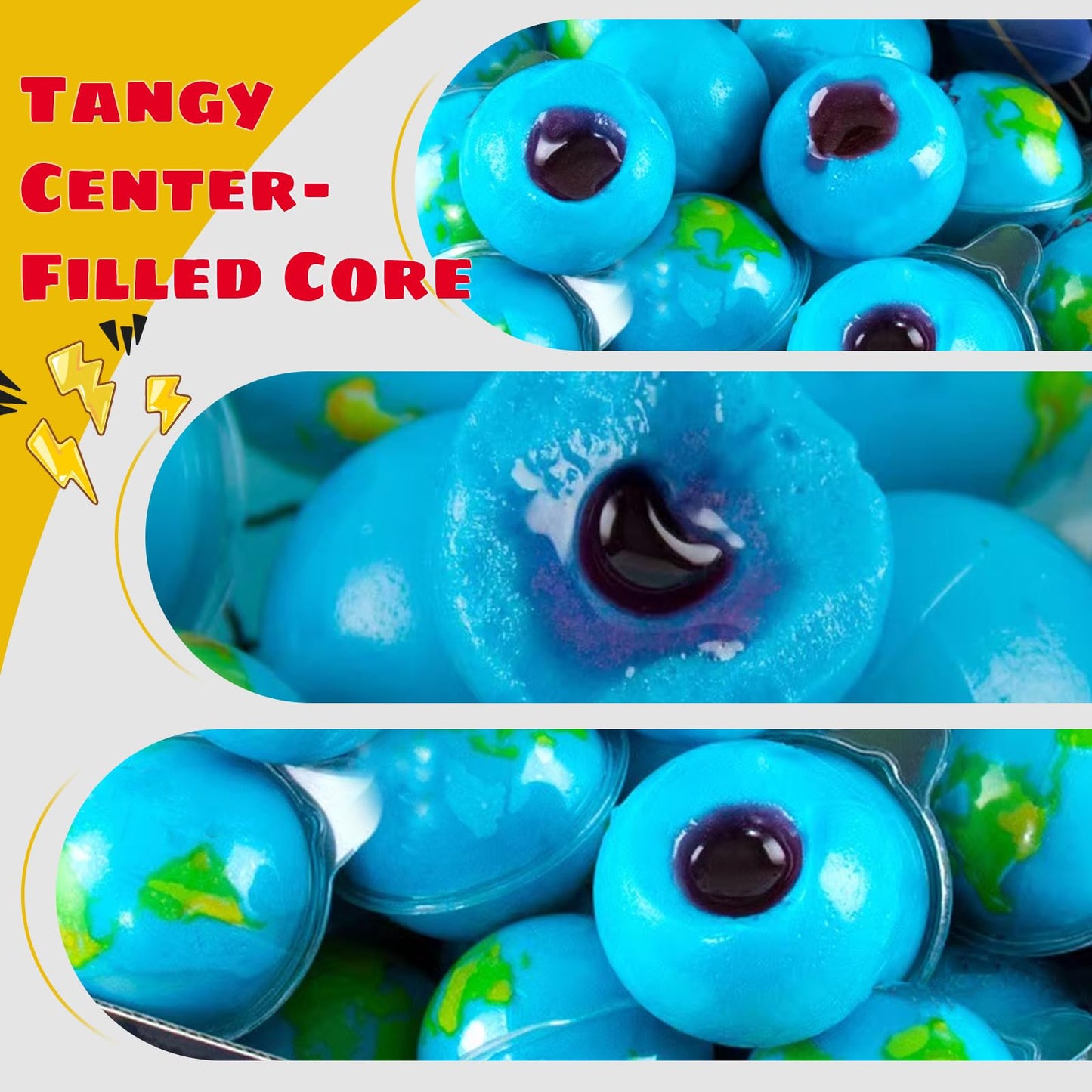Apexy Sour Planet Gummies - With Fruity Liquid Center Eyeball Candy For Halloween, Birthday, Trick Or Treat, Party Candy - Jelly