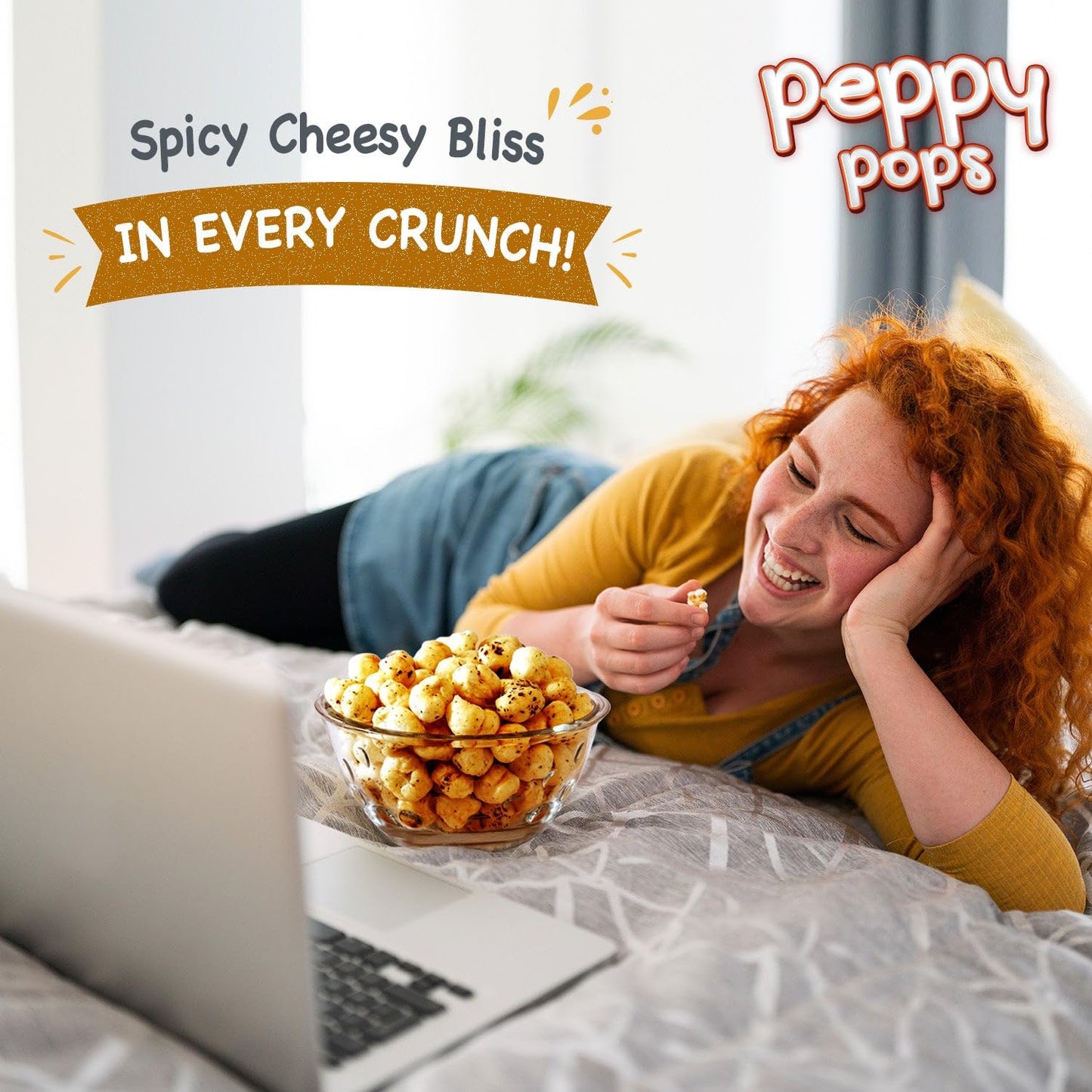 Peppy Pops Jalapeno & Cheesy Delight Foxnuts 2 oz (57 gm) - Spicy Cheesy Puffed Snack - Roasted Indian Makhana - Gluten-Free, Hi