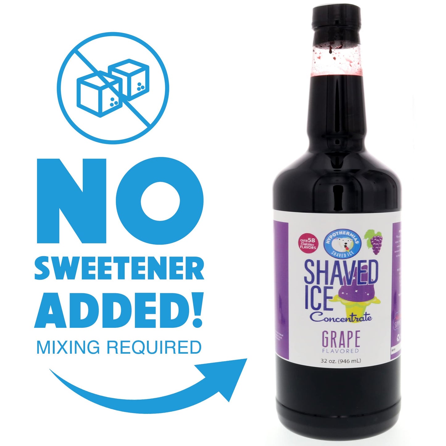 Hypothermias Shaved Ice Syrup Concentrate - G  Flavor - 32 Fl Oz - Makes 8 Gallons - Unsweetened, Requires Sweetener and Water