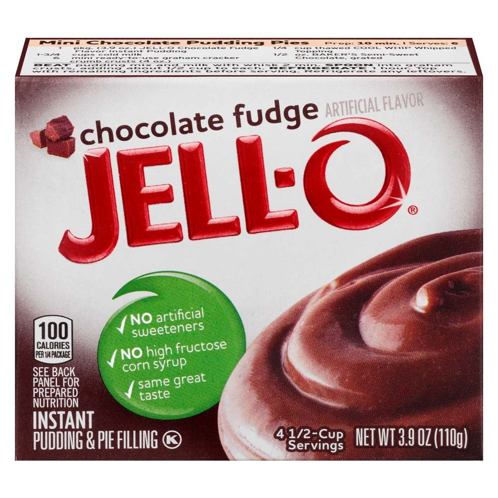 Jell-O Instant Chocolate Fudge Pudding & Pie Filling, 3.9 oz Boxes, Pack of 6