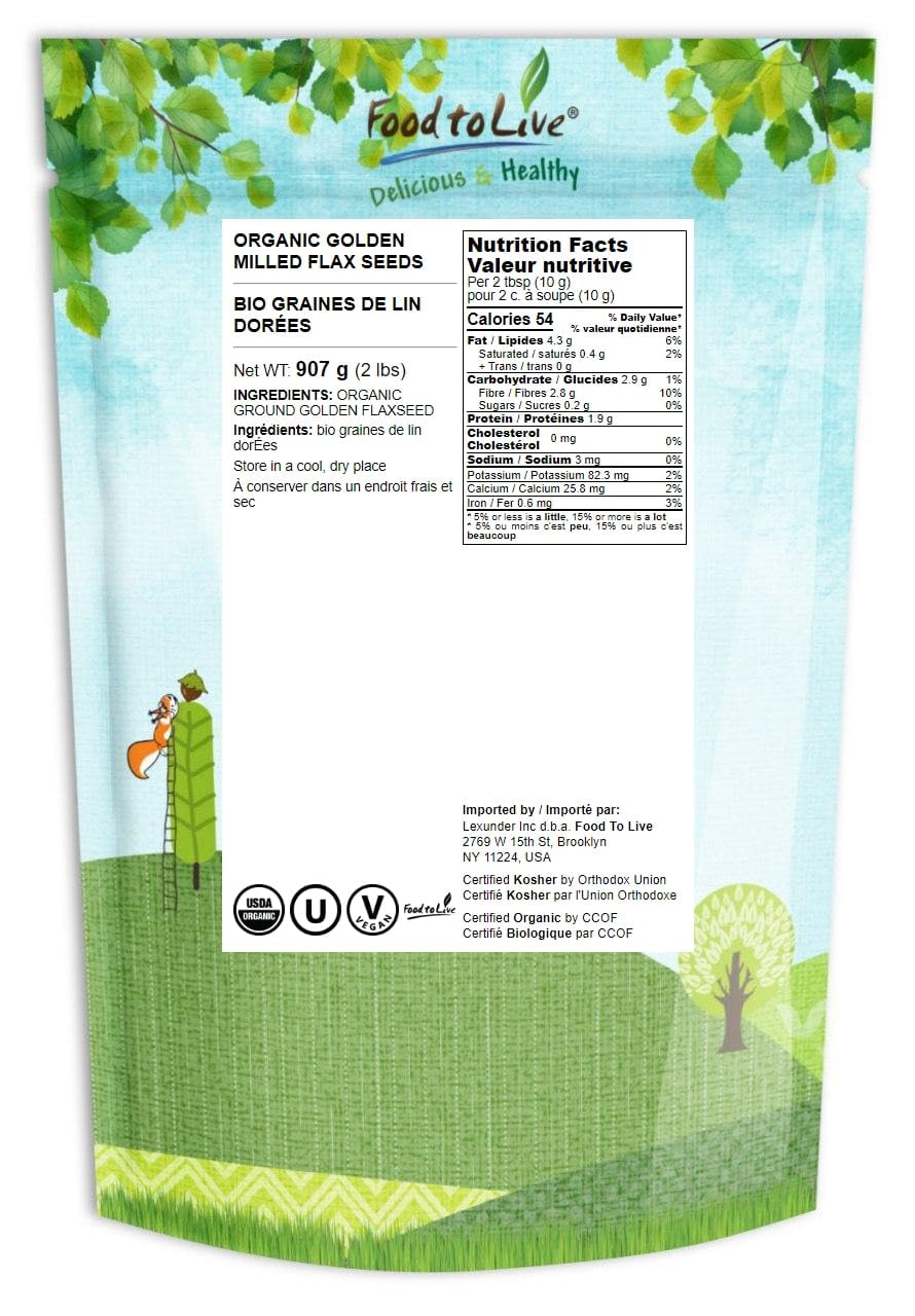 Food to Live Organic Flaxseed Meal, Non-GMO, Raw, Vegan, 64 Ounce