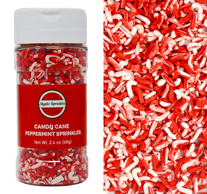 Mystic Sprinkles Christmas Holiday Sprinkle Mixes (Peppermint Flavored Candy Cane Sprinkles 3oz)