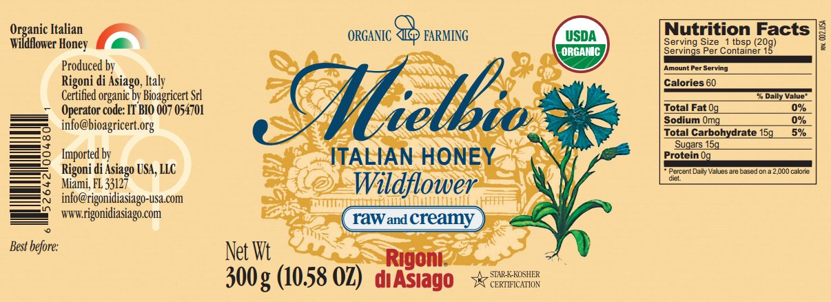 Rigoni di Asiago Organic Raw Creamy Honey, Wildflower, 6 Count