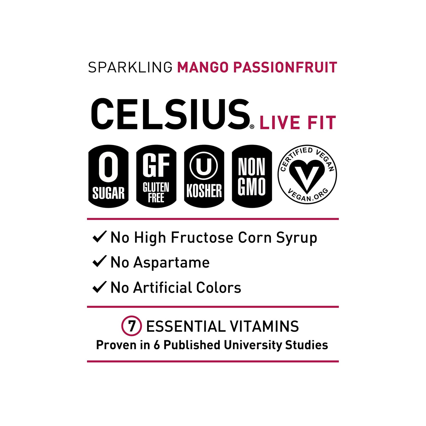 CELSIUS Sparkling Mango Passionfruit, Functional Essential Energy Drink, 12 Fl Oz (Pack of 24)