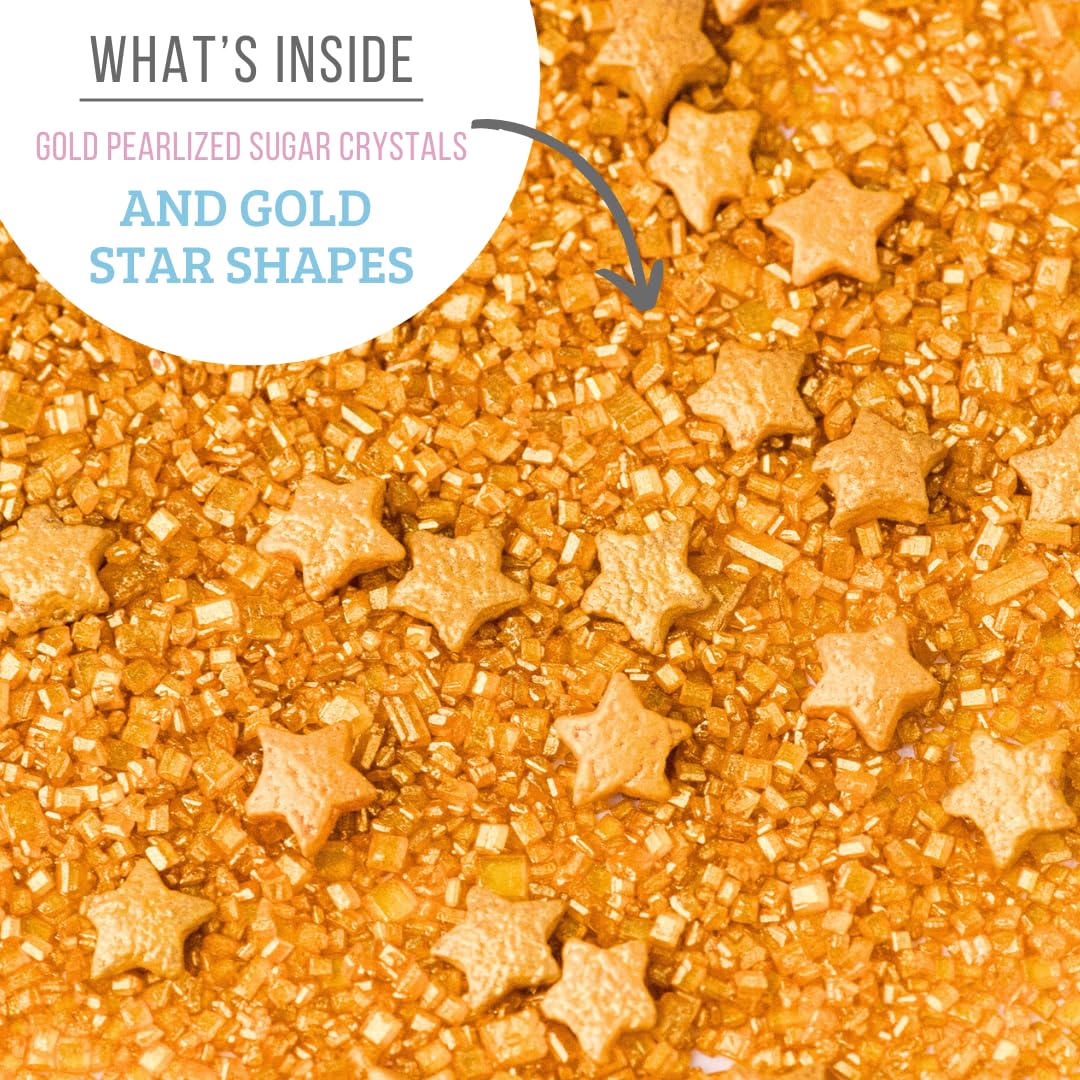 Sweets Indeed Edible Sprinkle Sugar Mix, 5 oz, Golden Galaxy, Perfect for Cake Decorations and Baking