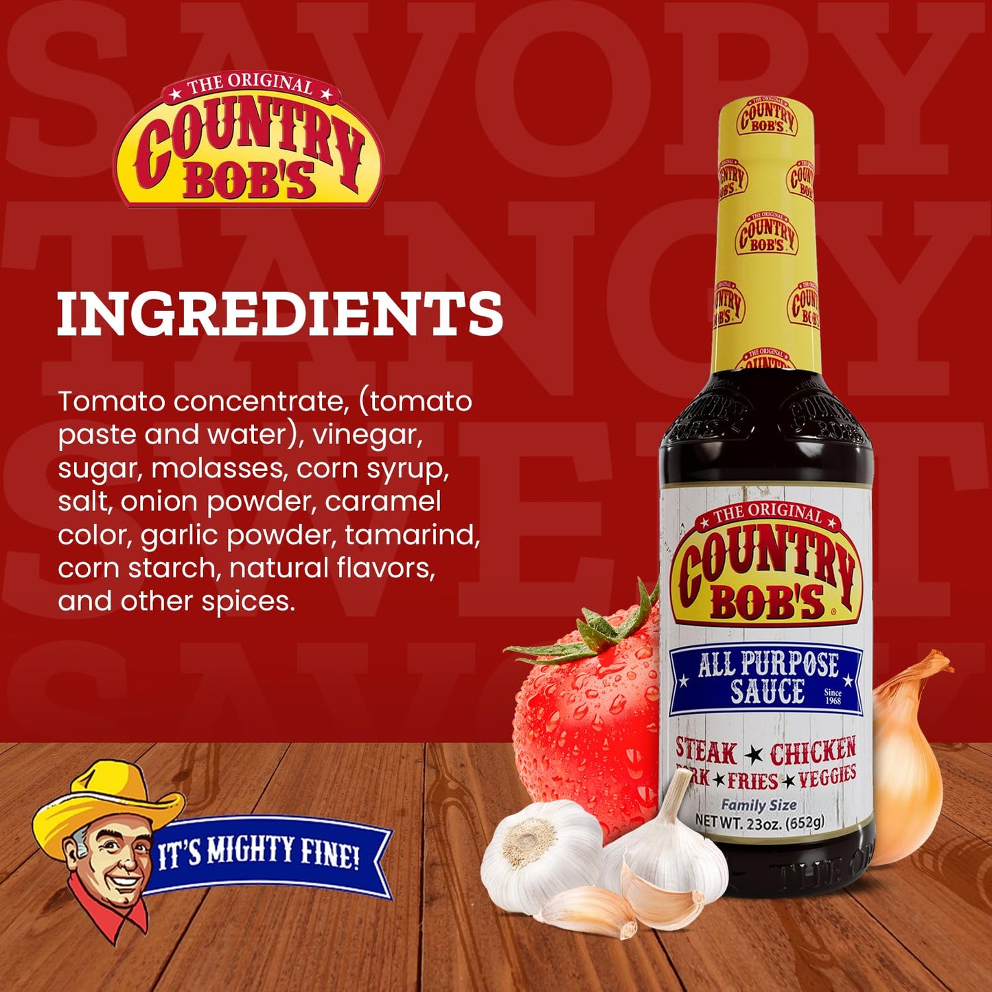 Country Bobs All Purpose Sauce Spicy Hot - A Kick of Ground Red Pepper - Gluten-free All-In-One Sauce for Meat, Chicken, Fish,