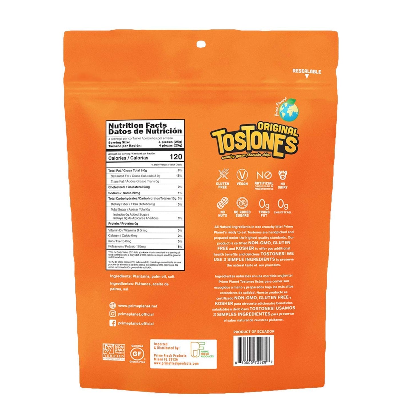 Prime  t Tostones Crunchy Plantain Chips, Original Flavor, 3 Pack, 3.53 Oz Total