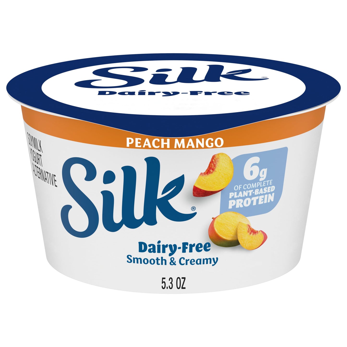 Silk Peach Mango Dairy Free, Soy Milk Yogurt Alternative, Smooth and Creamy Plant Based Yogurt with 6 Grams of Protein Per Servi