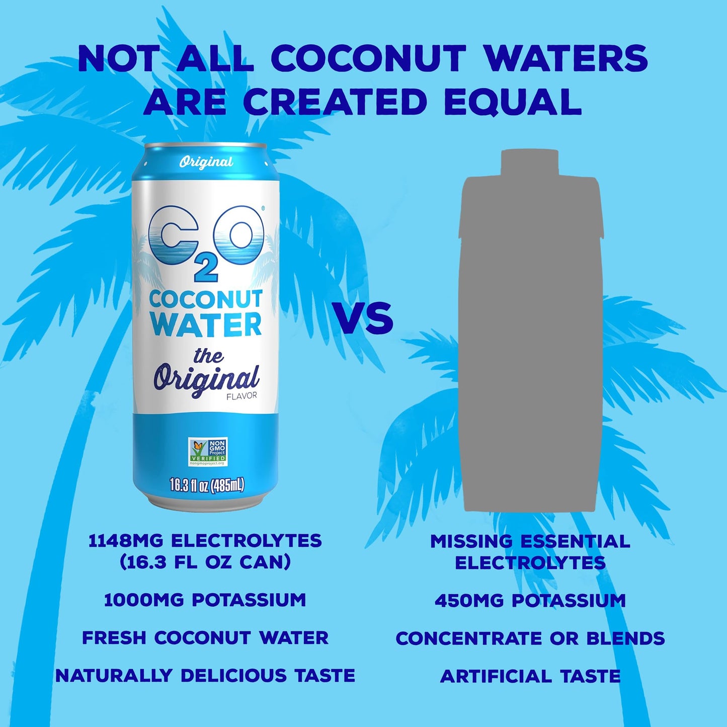 C2O Original Coconut Water, 16.3 FL OZ (Pack of 8)