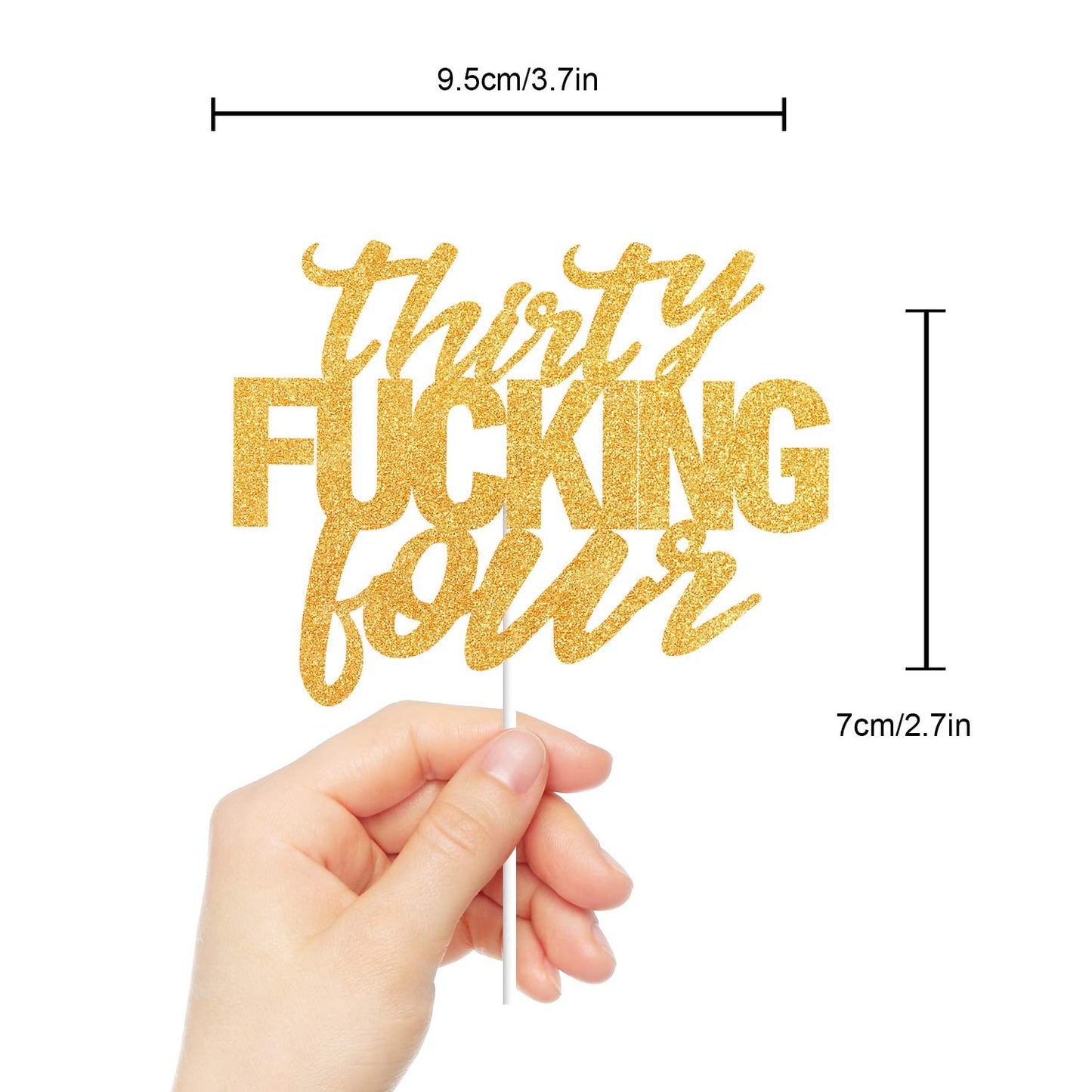Thirty Four Gold Glitter Cake Toppers 34 Years Old 34Th Birthday Anniversary Party Decorations Supplies