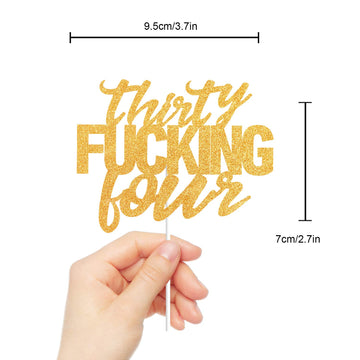 Thirty Four Gold Glitter Cake Toppers 34 Years Old 34Th Birthday Anniversary Party Decorations Supplies