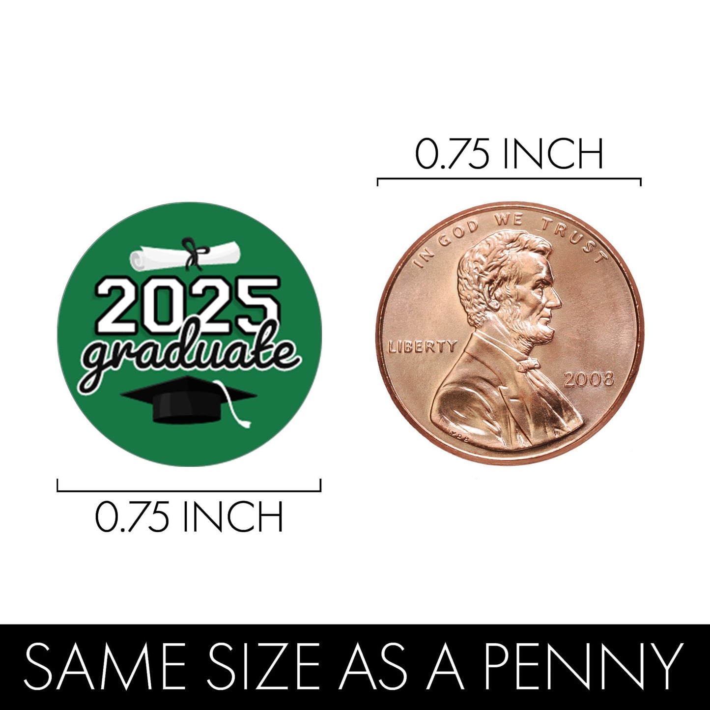 Green Graduation Party Stickers For Kisses Candy, Chocolate Drops, 2025 Grad Party Favors - 180 Count