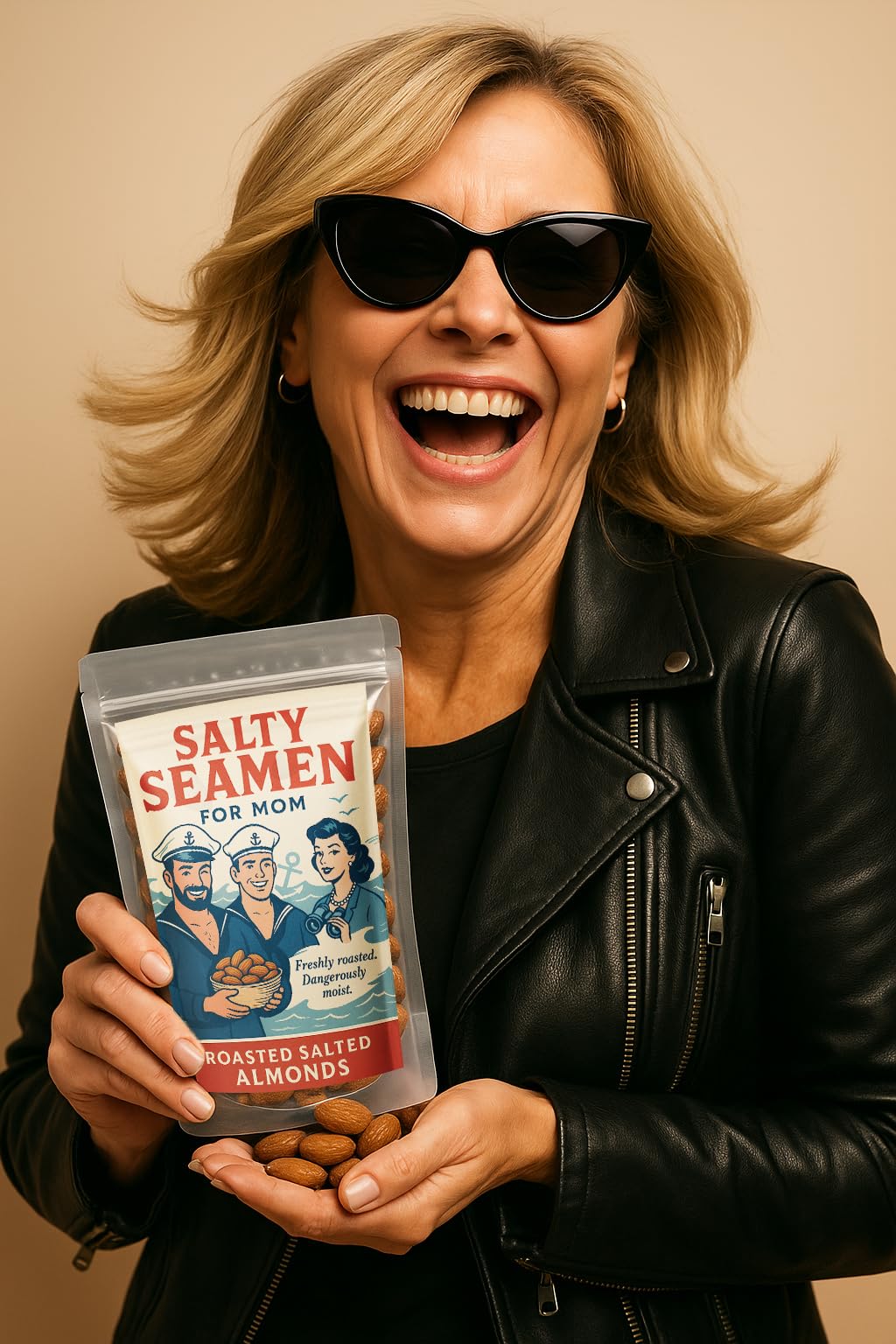 Gears Out Roasted Salted Almonds - Funny Gag Gift for Moms - Nautical Theme Snack - 4 x 8 x 0.44 inches