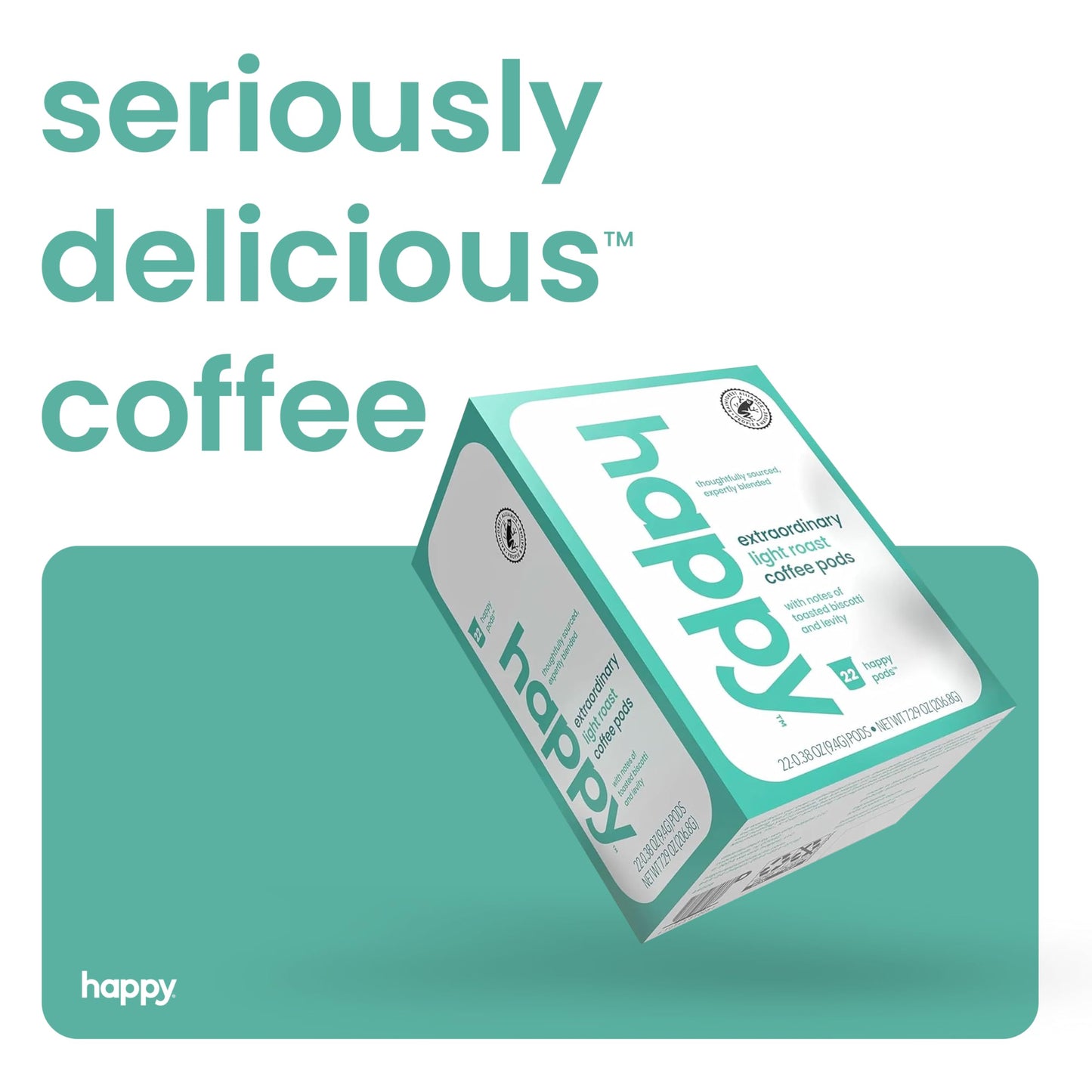 We Are Happy Light Roast Coffee Pods, Toasted Biscotti Flavor, 22 Count, Compatible with K-Cup malt-inspired, Rainforest Alliance Certified