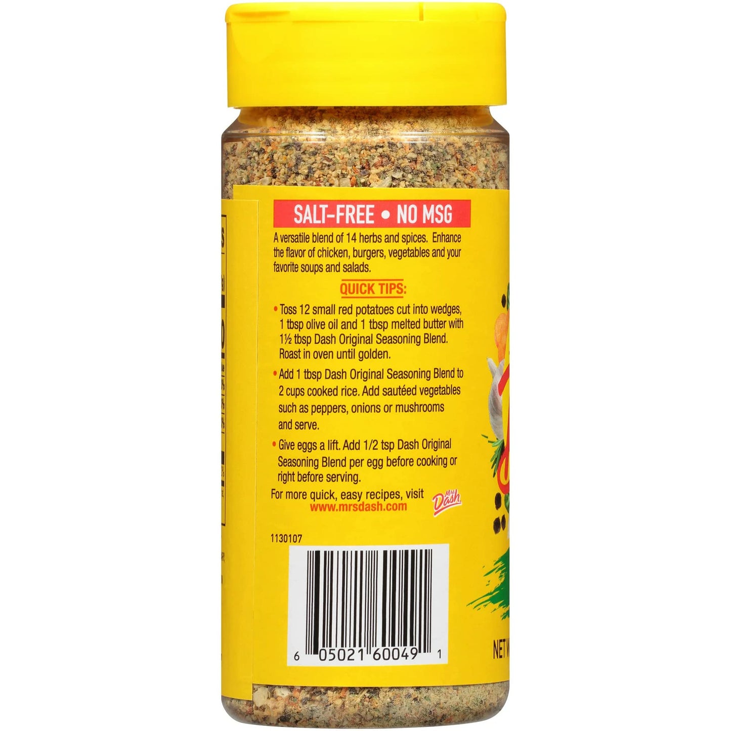 Mrs Dash Original Blend Salt-Free Seasoning 6.75 oz - No Sodium, No Carbs, No Sugar, Full Flavor