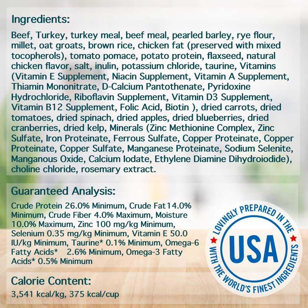 Chicken Soup For The Soul All Natural Enhanced Mature-Themed Dry Dog Food, Real Meat First Ingredient, No By-Products, Supports Gut & Immune Health, Beef & Brown Rice, 4.5Lb
