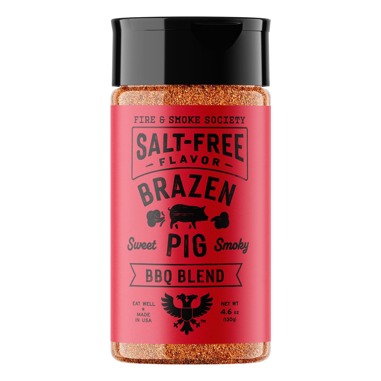 Fire & Smoke Society Salt-Free Brazen Pig Bbq Seasoning | Pork Rub  Bbq Spice Blend | Pork  Chicken  Rich Flavor Butt  Ribs | Brown Sugar  Paprika  Cumin | M 4.6 Oz