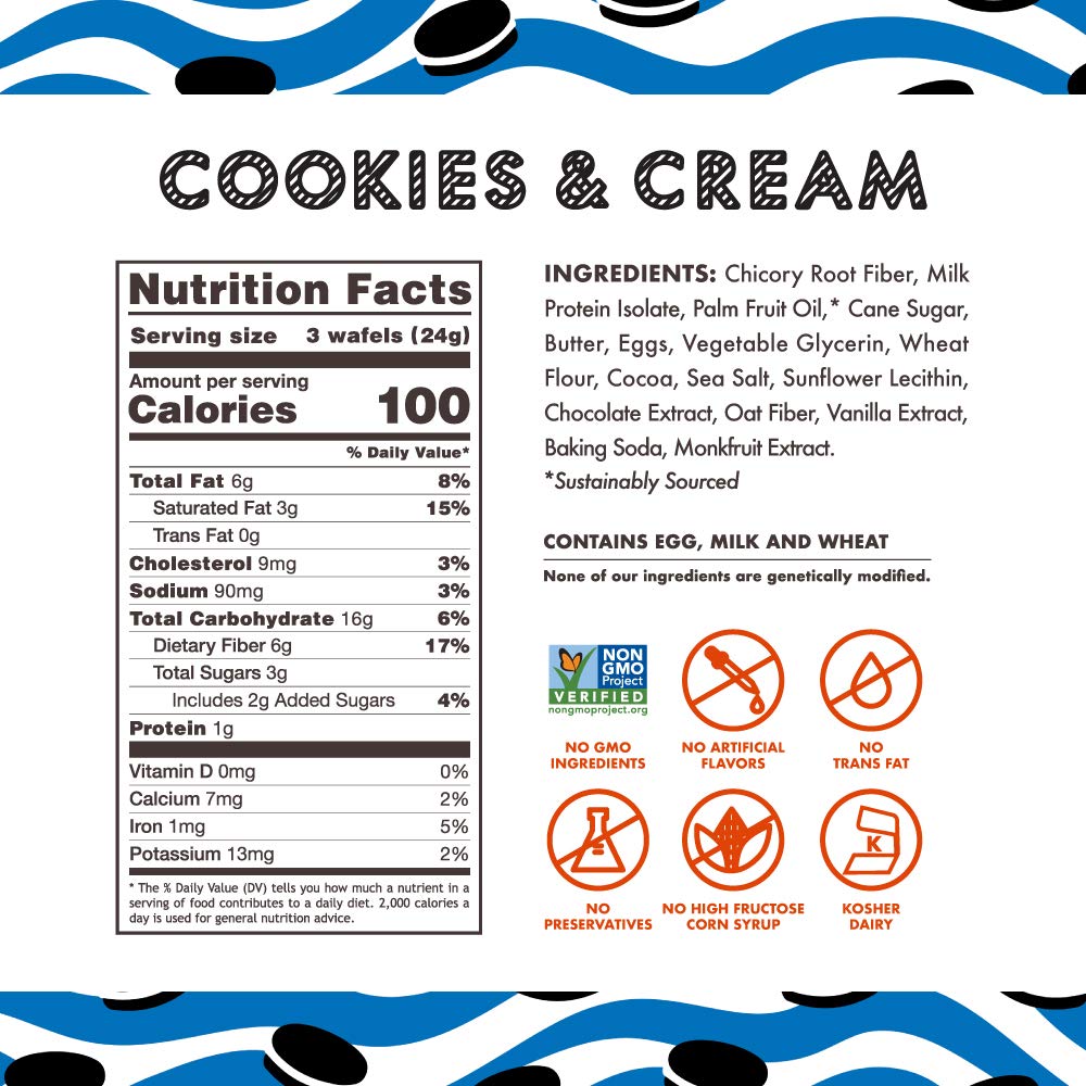 Rip Van Wafels Cookies & Cream Mini Stroopwafels - Low Carb Snacks (3g Net Carbs) - Non GMO Snack - Keto Friendly - Office Snack