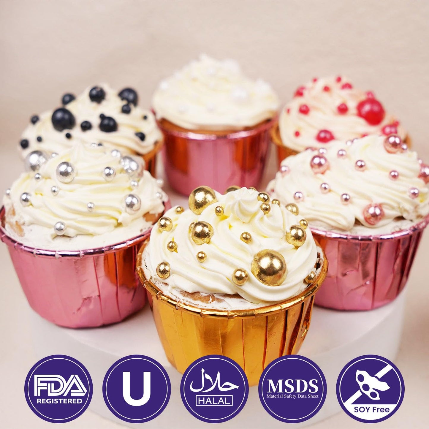 Dazzjoy Silver Pearl Sugar Candy Sprinkles, Edible Pearl Mix Size, 4.58Oz, Cake Decoration & Cake Toppers, Baking Cake Decoratio