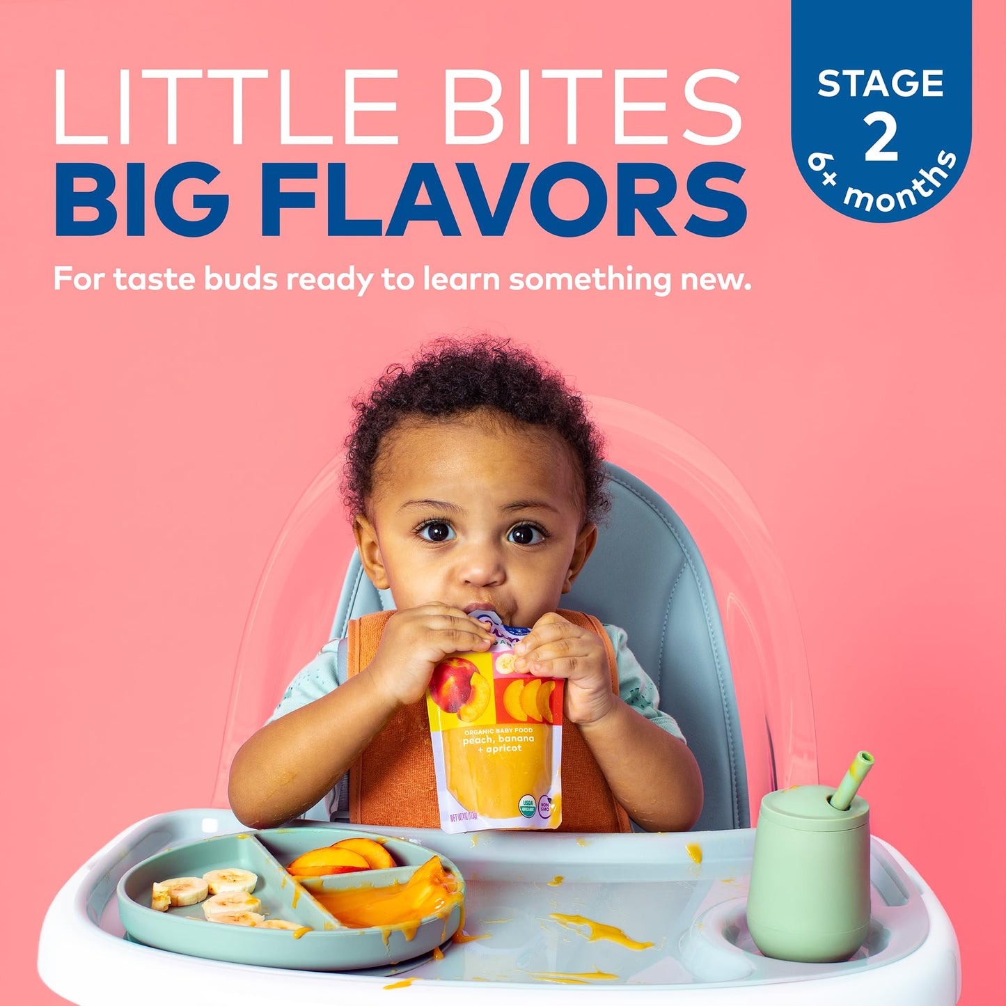 Plum Organics Stage 2 Organic Baby Food - Peach, Banana, And Apricot - 4 Oz Pouch (Pack Of 4) - Organic Fruit And Vegetable Baby