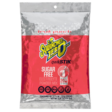 Sqwincher Qwik Stick .11 Ounce Powder Concentrate Sticks Fruit Punch Lite Electrolyte Drink - Yields 20 Ounces (50 Each Per Package)