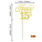 YCTHUNFISH 24 Pack Cupcake Toppers Glitter Number 15 Gold Bamboo Decorations for 15th Birthday Party