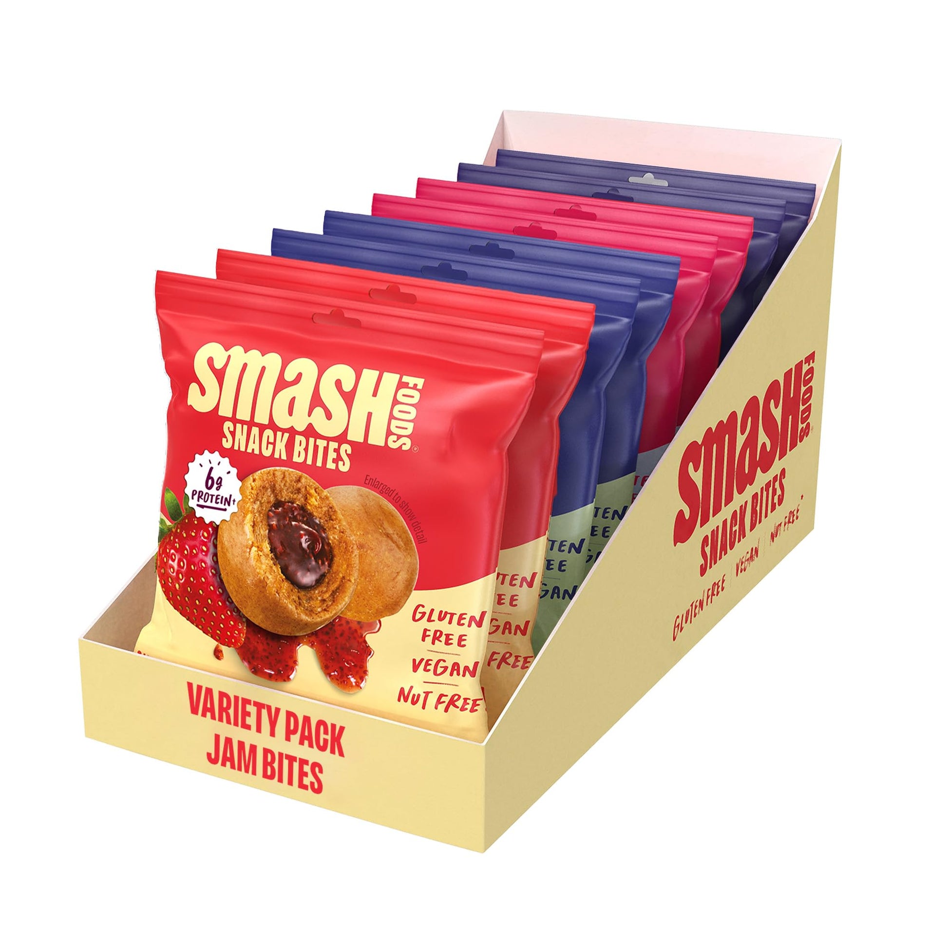 Chia Smash Energy Bites Variety Pack, Gluten-Free Vegan Snack Balls, 8 Pack (5 Bites), No Sugar Added, On-the-Go Convenience