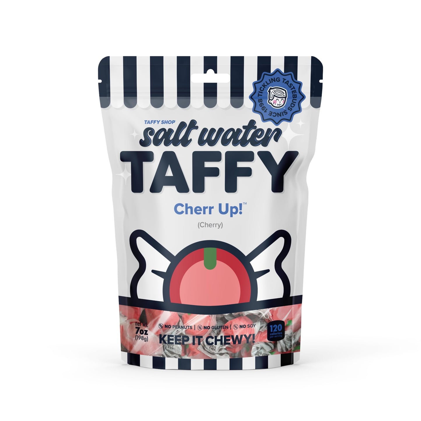 Taffy Shop Cherr Up! Cherry Salt Water Taffy - Gourmet Soft Chewy Candy, Bulk Sweet Snack, Fresh Gift & Gluten-Free, 140 Individ