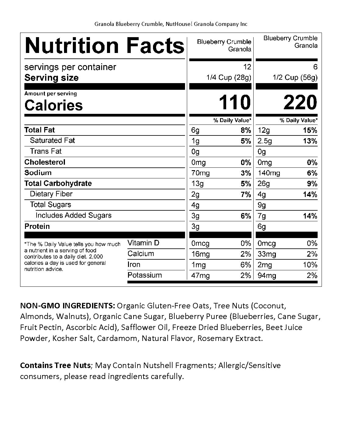 Nuthouse! Granola Company - Premium Blueberry Crumble Granola | Certified Gluten-Free, Non-Gmo, Kosher | Vegan, Soy-Free | 11.5