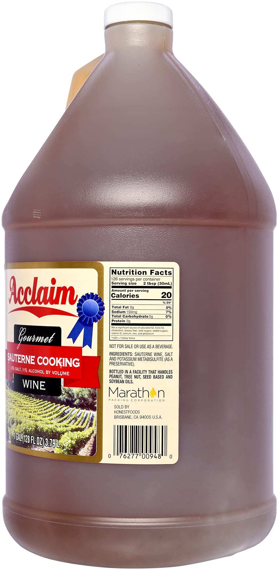 Acclaim Gourmet Sauterne Cooking Wine, 128 Fl Oz (1 Gallon)